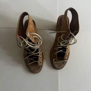 Jeffrey Campbell for Free People Suede Lace Up Open Toed Booties